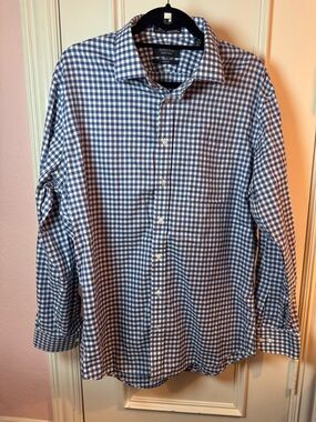 Nordstrom Blue and White Gingham Dress Shirt
